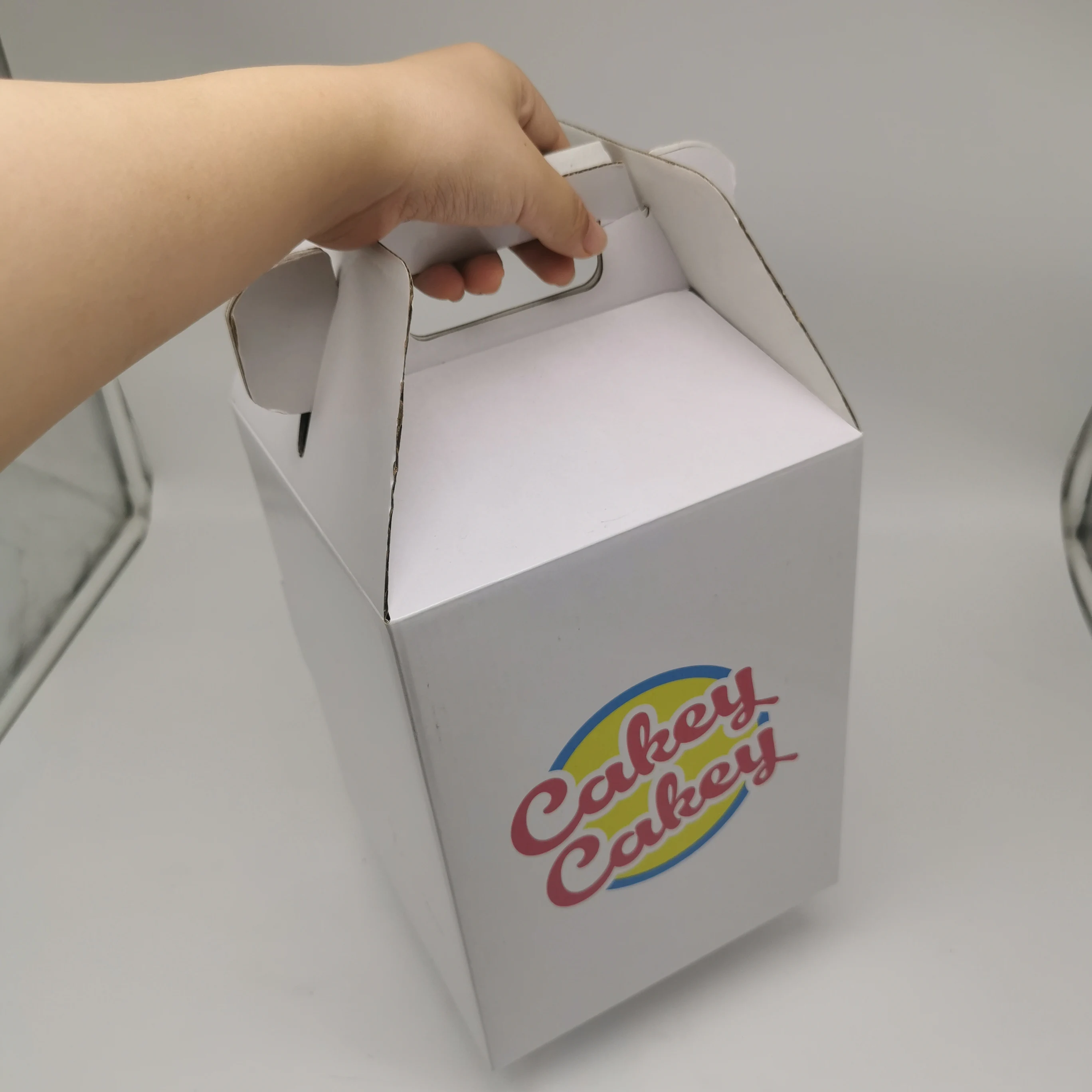 factory wholesale corrugated paper custom tall cake box with handle