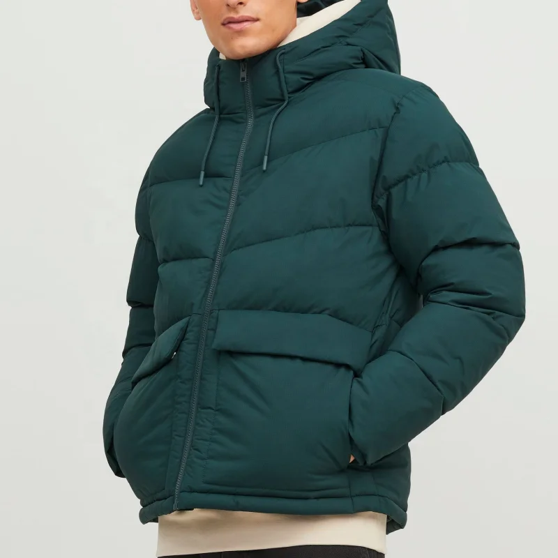 Custom Logo Windbreaker Bubble Jacket Wholesale Padded Winter Down Jackets Mens Zip Up Puffer Jacket