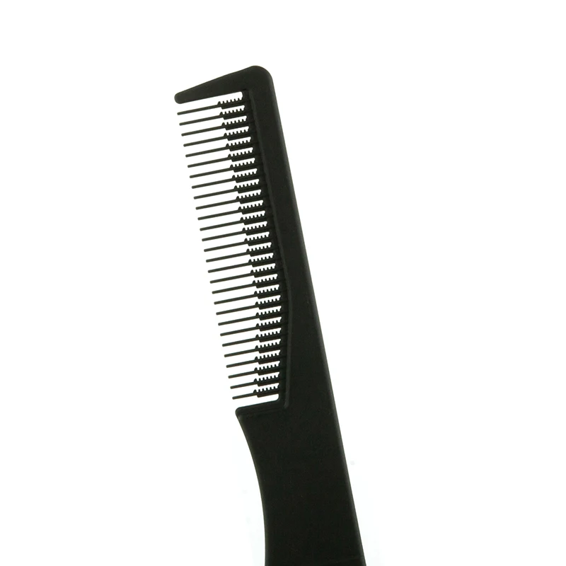 Black Carbon Fiber Handle Stainless Steel Needle Pin Anti-static Metal Pick Hair Fork Comb