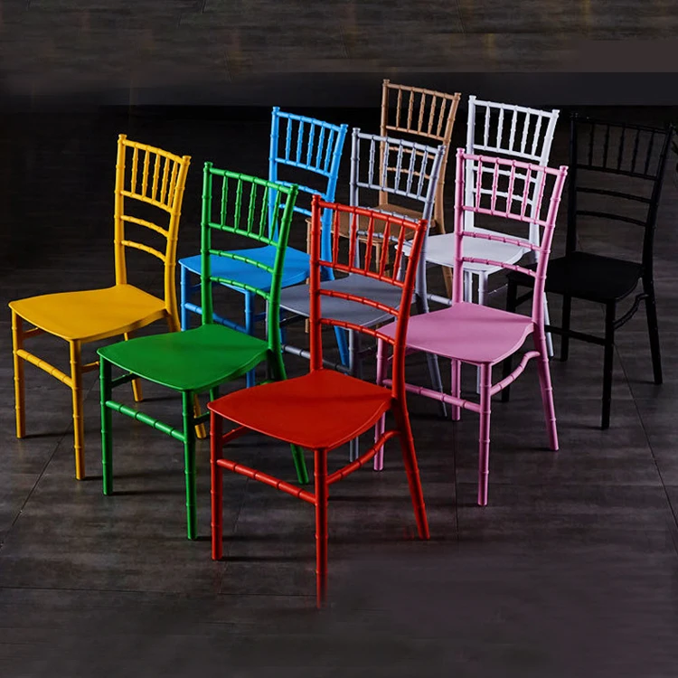 Factory lowest price hotel resin acrylic Tifany chivari chairs plastic party wedding chair for events wedding party