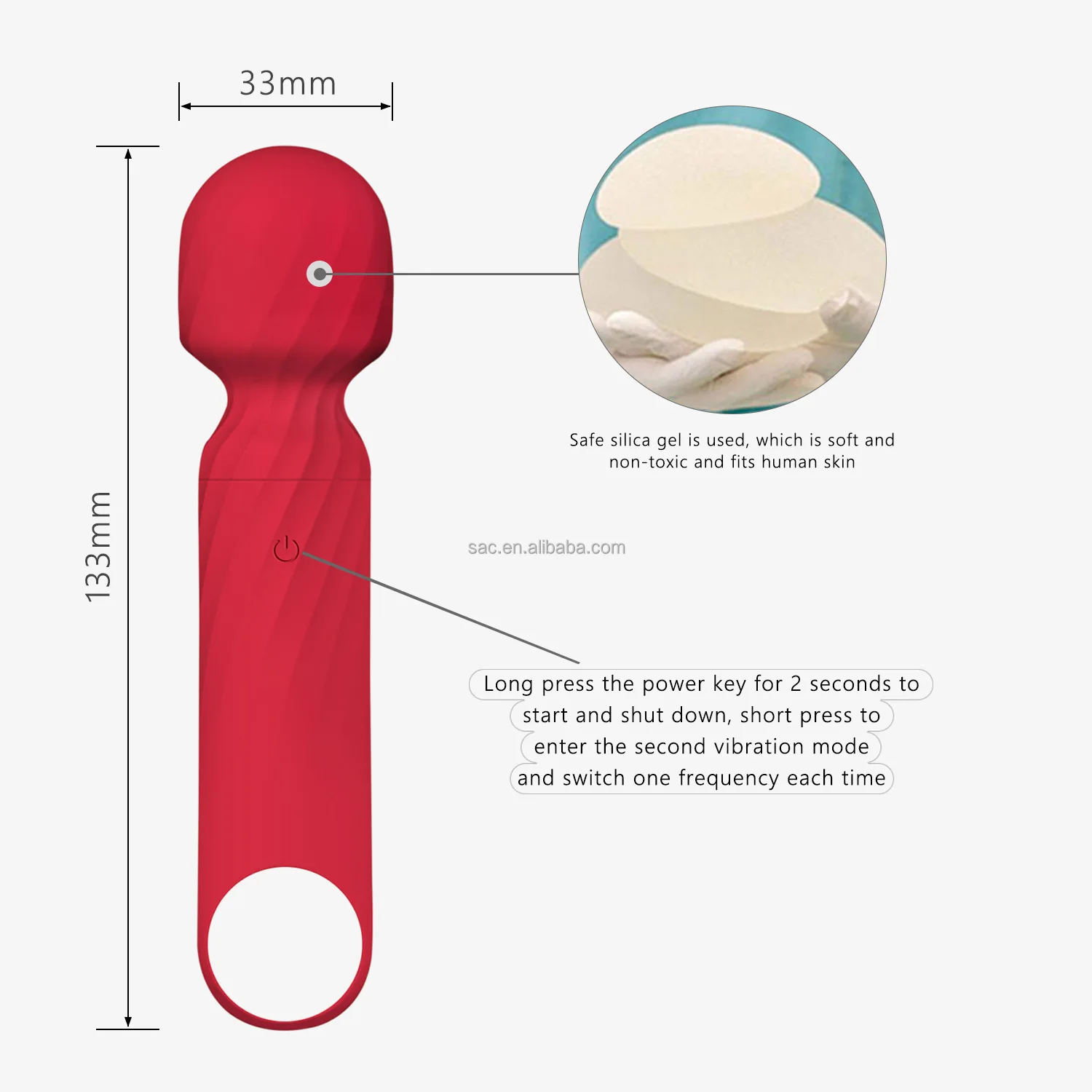 SacKnove Erotic Sex Toys Powerful Handheld Electric Body Massage Clitoral Stimulator Vaginal Av Massager Mini Wand Vibrator