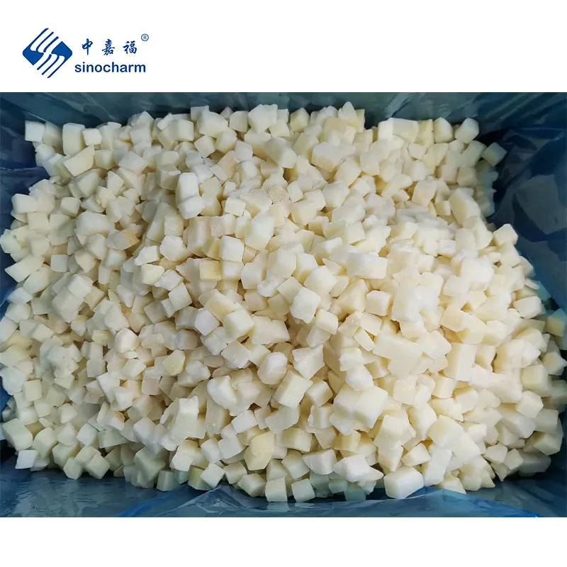 Sinocharm Brands BRC A Factory Wholesale Price White Peach Dices 10*10mm IQF Frozen Diced Peach