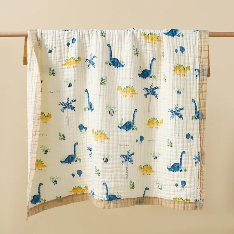 Newborns 6-Layer Pure Cotton Wide Edge Baby Bath Towel Soft Breathable Blanket Baby Sleeping Blanket Children quilts