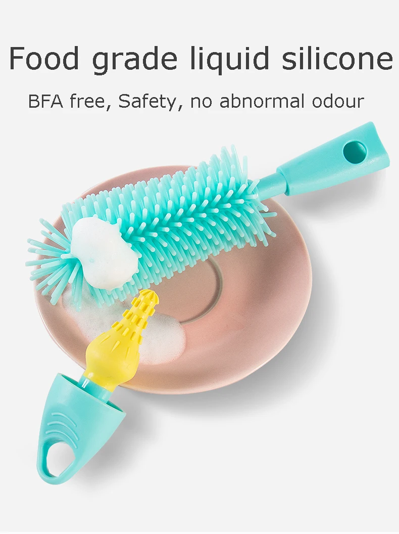 BH baby care  products of baby bottle brush,Silicone bottle Brush with  sponge OEM ODM