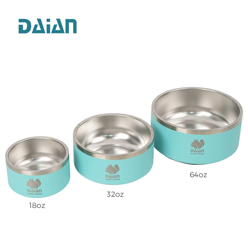 Wholesale Multi Colors 64oz Dog Water Bowl Silicone Stainless Steel Cat Bowl Double Wall Pet Bowl Non-slip Food Container