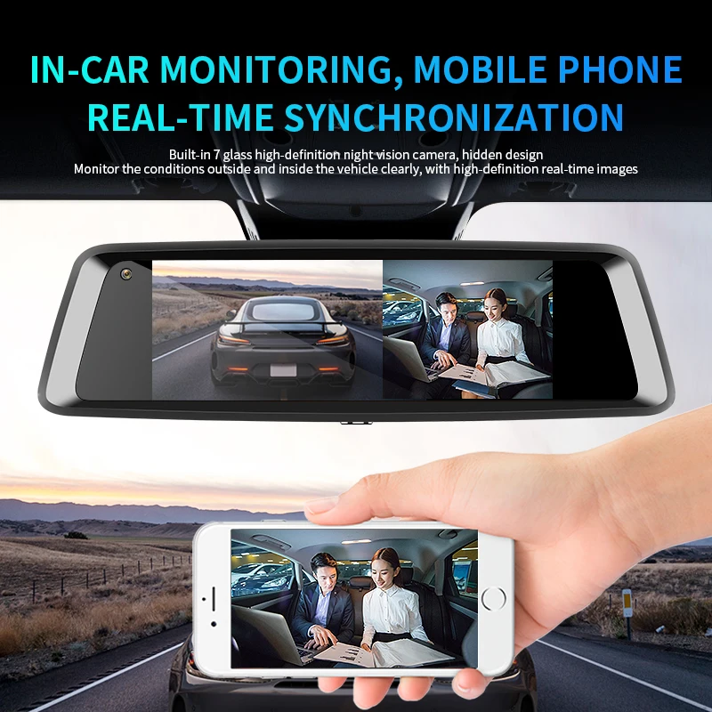 New Product 1080p Camera Car Black Box 4G Dash Cam 7inch Ips Screen Dascam Black Mirror ADAS A10 Wifi Support Mobile Phone App