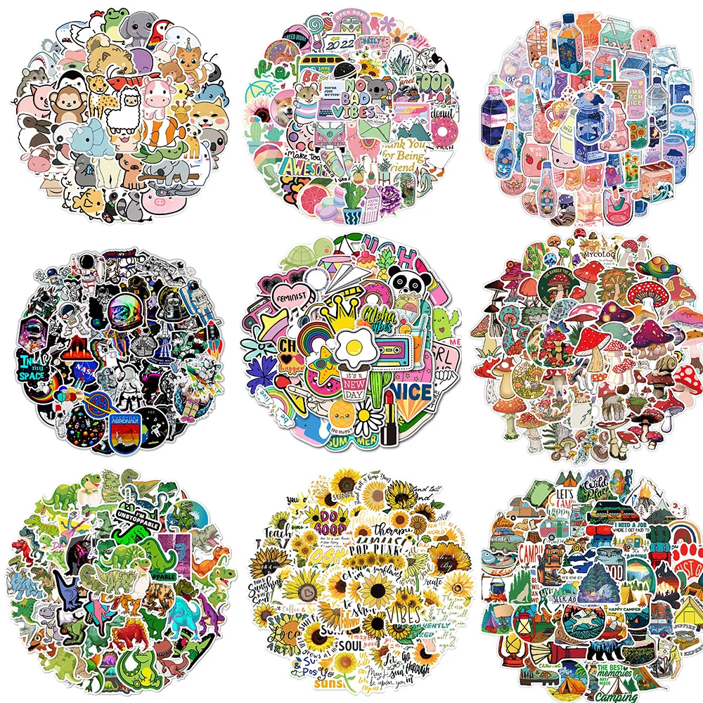 Ready Stock Custom Logo Cartoon Logo Dinosaur Decals Adhesive Labels Cute Vinyl Stickers Pack 50pcs