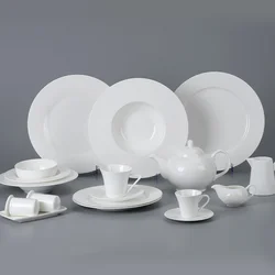 Chaozhou Factory Hotel White Luxury Porcelain Bone China Dinner Set, Ceramic Tableware Crokery Dinnerware Sets