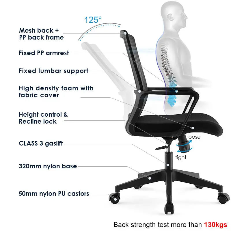 Factory direct sale mesh task chair swivel office chair for staff middle back computer office chair Silla de oficina