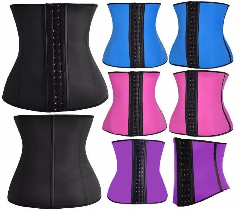 women 9 steel boned latex underbust body slimming corset workout sport waist trainer