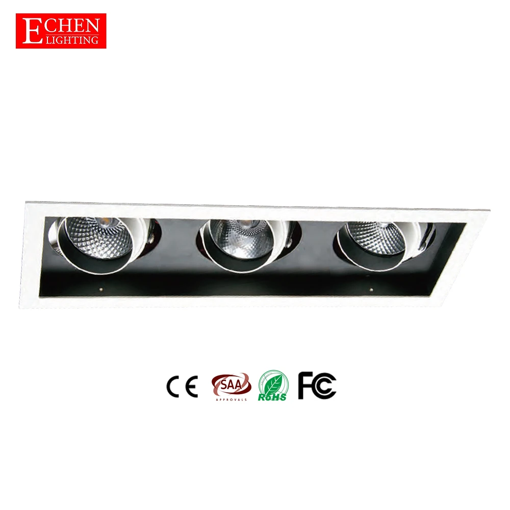 8/6 inch AR111  AR70 rectangular 12w/24w/36w  ceiling square  spotlight box led grill downlight housing firxture