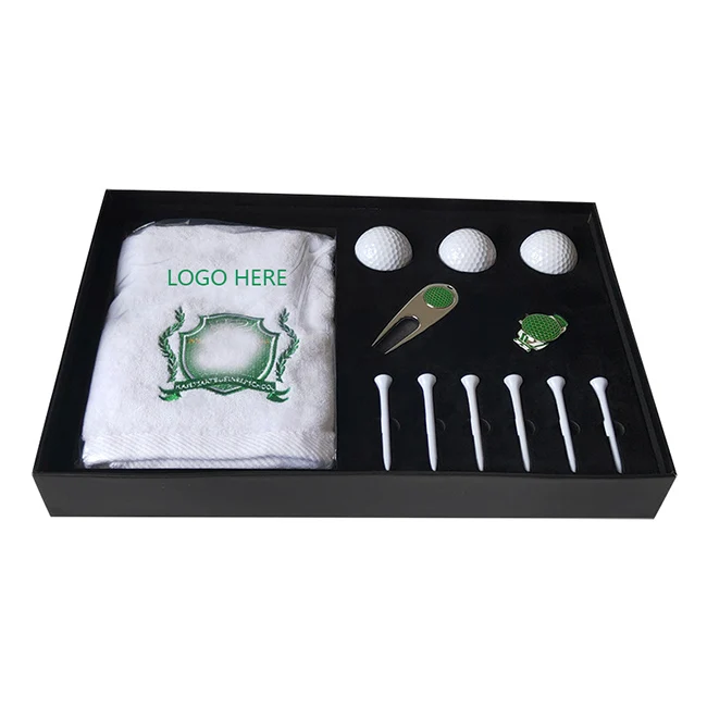 Custom Logo Golf Gifts Set Box with Golf Divot Tools, Golf Tees, Ball Markers and Golf Balls Golf Accessories Golf Gifts Set Box