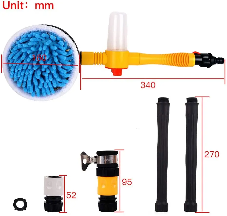 Car Wash Brush Kit with Long Handle Automatic Non-Electric 360 Degree