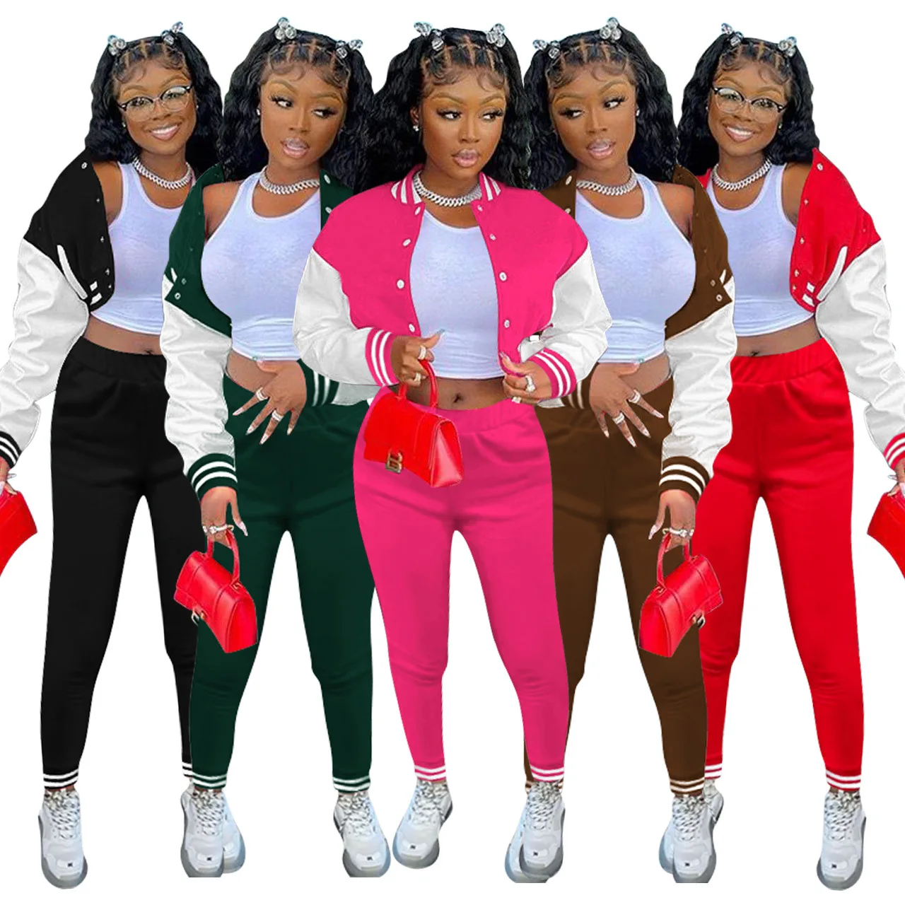 Сезон осень-зима; 2021 женские бейсбольные жакеты и куртки утепленная одежда с длинными рукавами 2 шт. костюм со штанами, уличная одежда, комплект со штанами комплекты для женской одежды