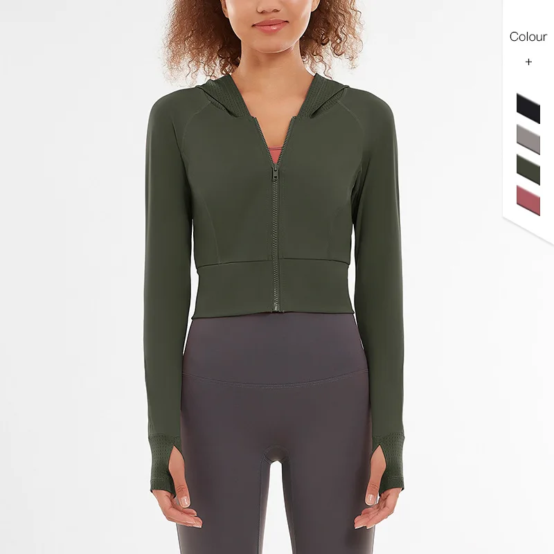 Women Athletic Sport Shirts Long Sleeved Fitness coat Zipper Gym Jacket Workout Sweatshirts