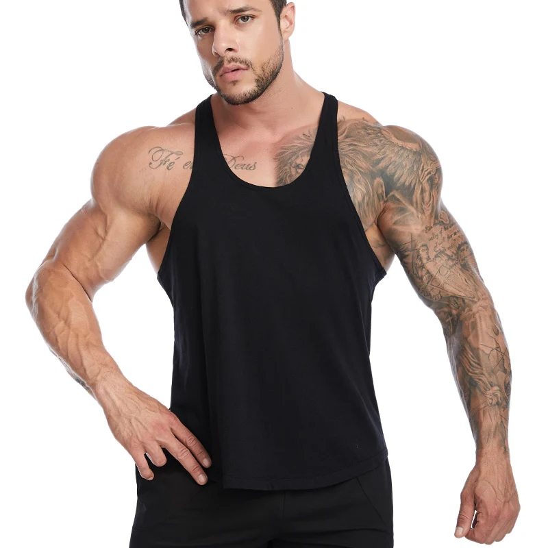 Professional factory custom logo 100% pure cotton lightweight breathable fitness gym men tank tops with great price