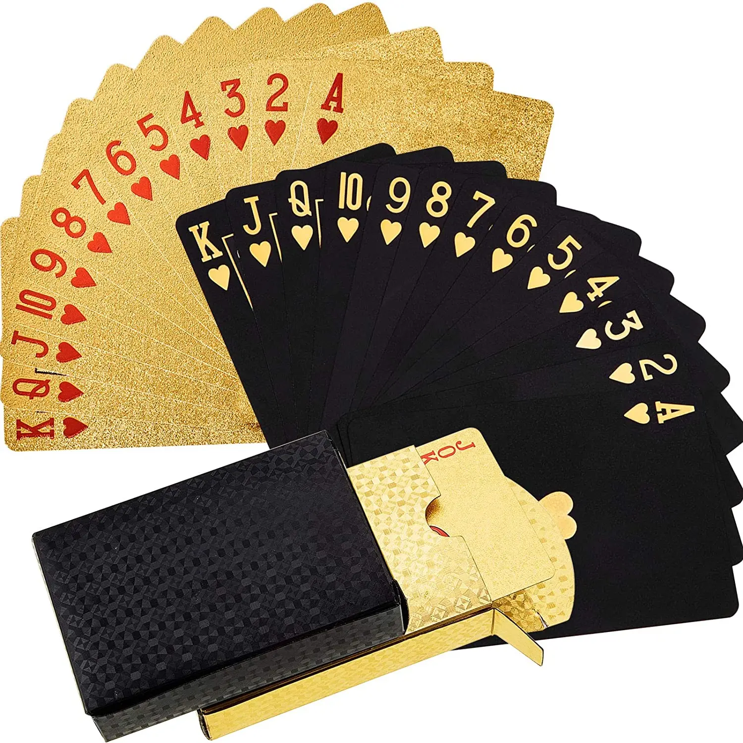 Custom Logo Playing Cards Front And Back Waterproof Black Gold Paper Holographic Poker Playing Cards Printing