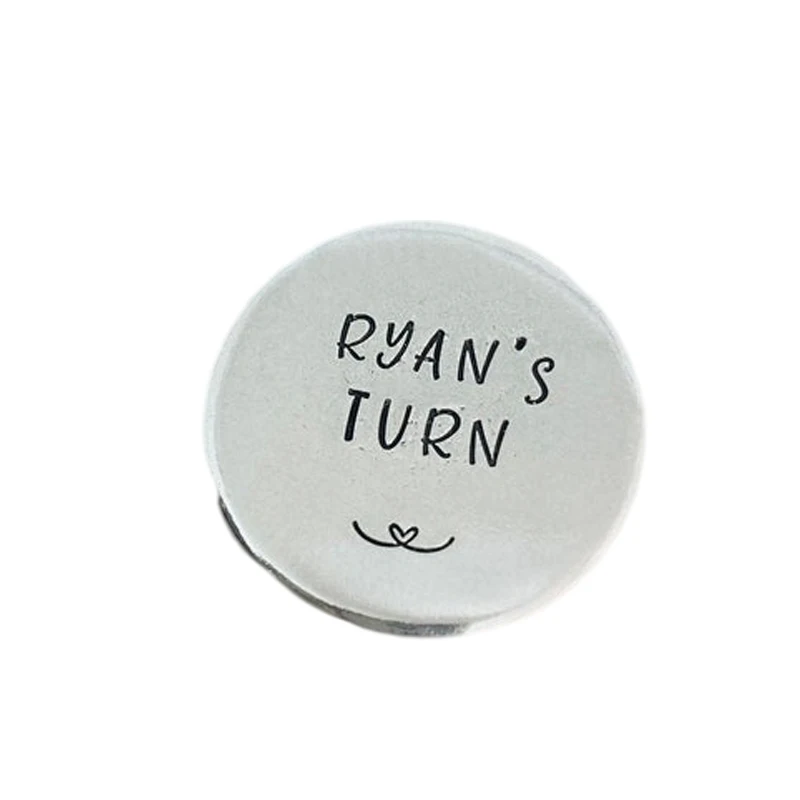 Custom Text Husband Turn Couples Decision Pewter Pebble Blank Coin Decider For Funny Anniversary Valentine Gift