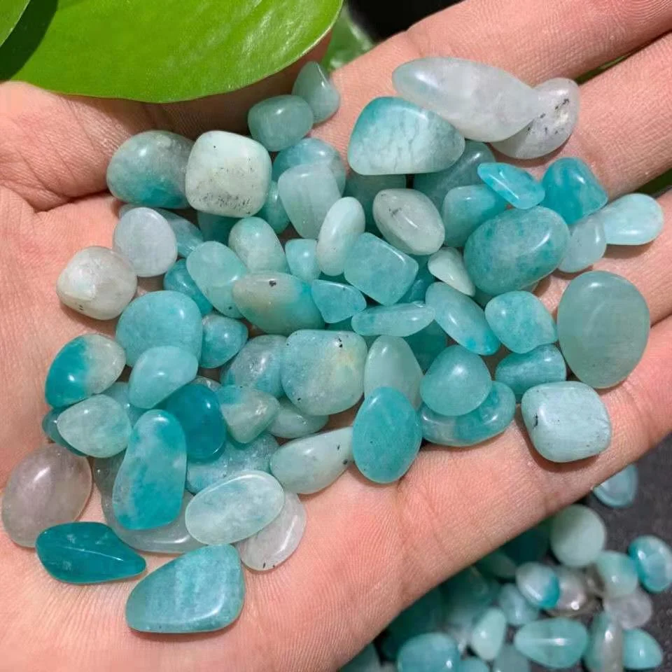 Hot Sale Polished Degaussing Natural Crashed Amazonite  Gravel Tumbled Fragrance Stones for Decoration DIY Amulet