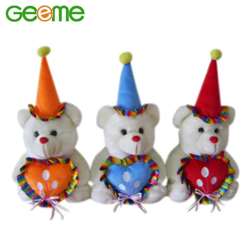 JM7050 Christmas Plush Bear Toy with Santa Hat