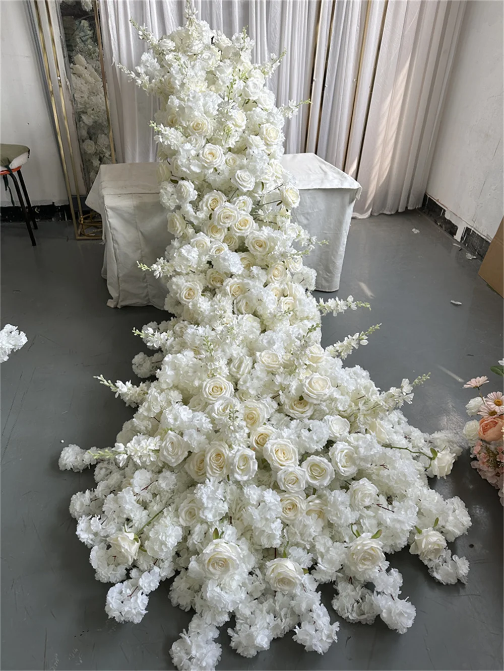 IFG Cherry Blossom and Rose Floral Trailing Silk Runners Arch-shaped Table Decor for Wedding Christmas Graduation Easter