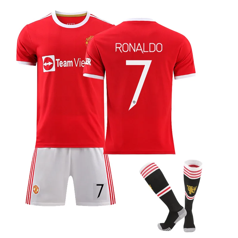 2122 Premier Lea gue Red Devils home stadium No. 7 Ronaldo No. 18 Fernandez adult football jersey