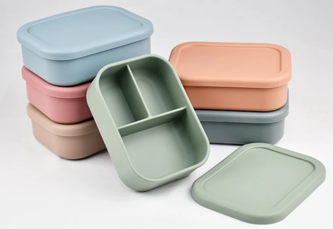 2024  Microwave Safe Silicone Kids Wholesale Silicone Baby Bento Lunch Box