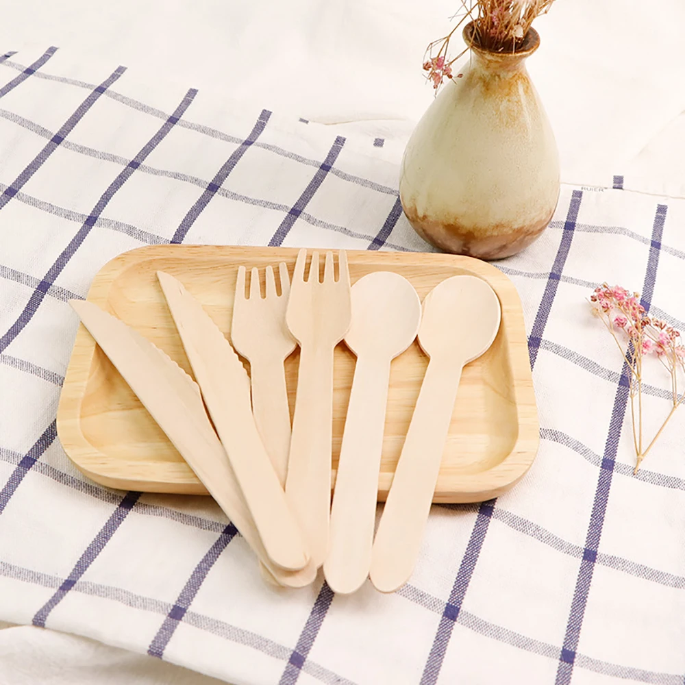 Hot selling, high-quality, affordable, disposable, independent packaging, wooden tableware set, fork and spoon