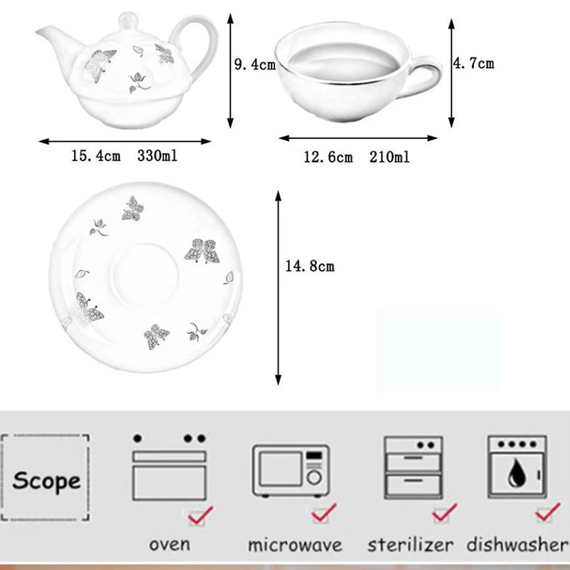 Porcelain Floral Teapot and Teacup For One