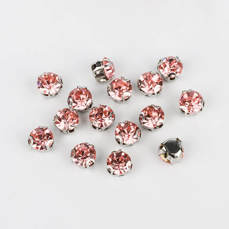 QIYI Sew On 3D Claw Glass Rhinestones Light Pink Color Strass Claw Sew On Rhinestones DIY For Garments Decoration