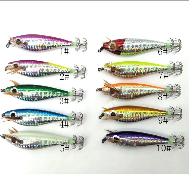Octopus Cuttlefish Japanese squid jig Luminous   9.5cm  9g Wooden  Egi Shrimp Squid Hook Fishing Lure