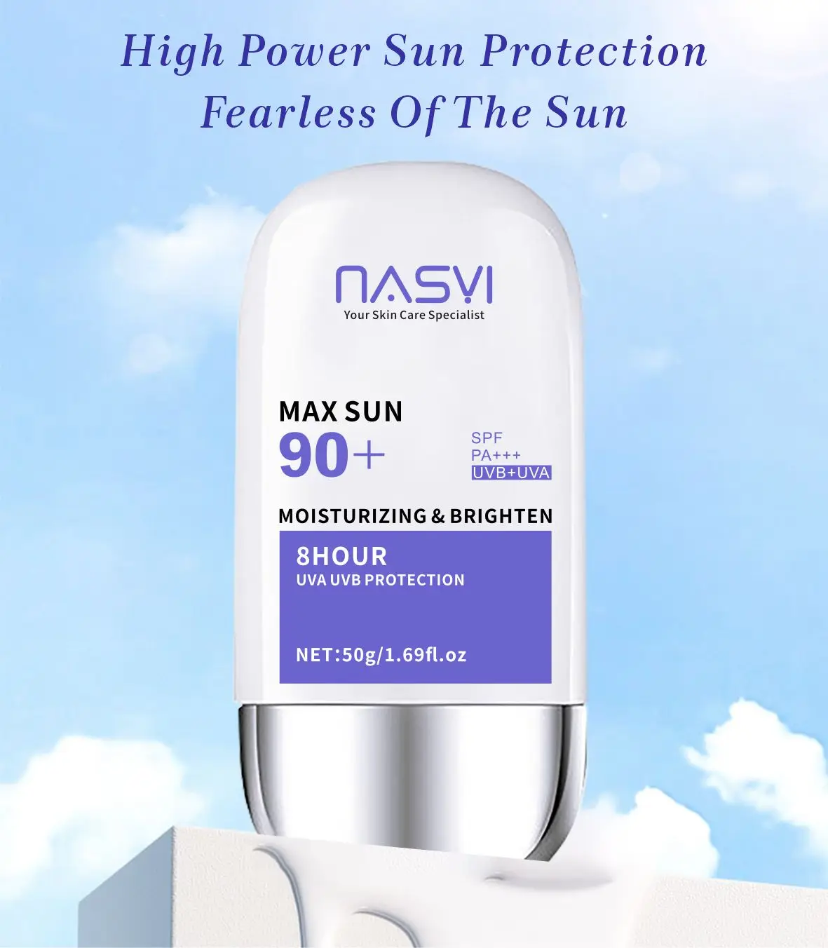 Natural Plant Extract Beauty Skin Care Facial Sunscreen Cream Spf 90 Oil Free Radical Scavenger Anti Oxidant UVA/UVB Sunblock