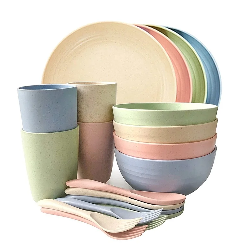 Экологичные продукты из пшеничной соломы без бисфенола А, биоразлагаемые тарелки, чашки, Обеденный набор, пластиковые западные столовые наборы из пшеничной соломы
