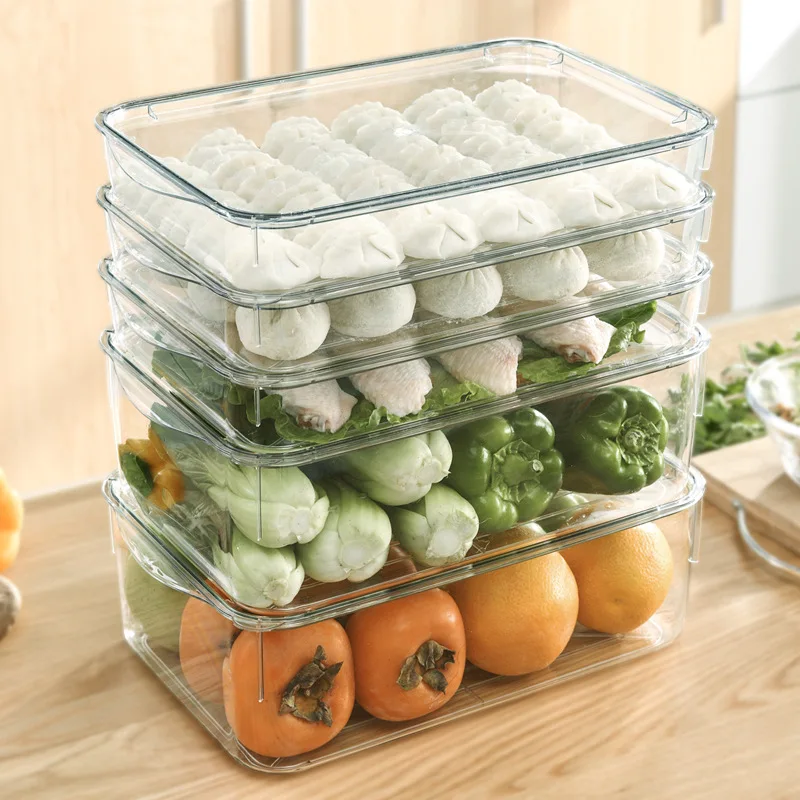 Refrigerator Storage Box With lid Multi Layer Large Capacity Plastic Storage Container