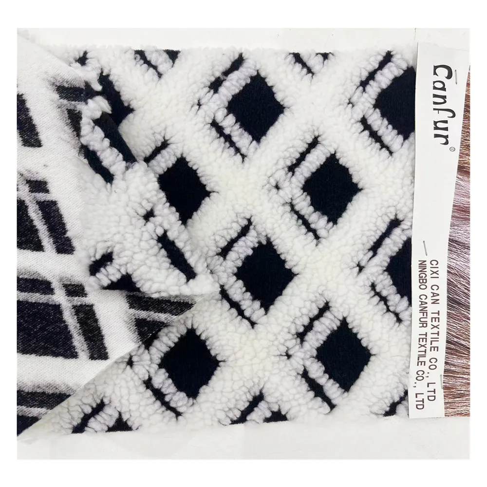 2024 New design 100% polyester sherpa fabric Jacquard jackets teddy fabric for winter season garments