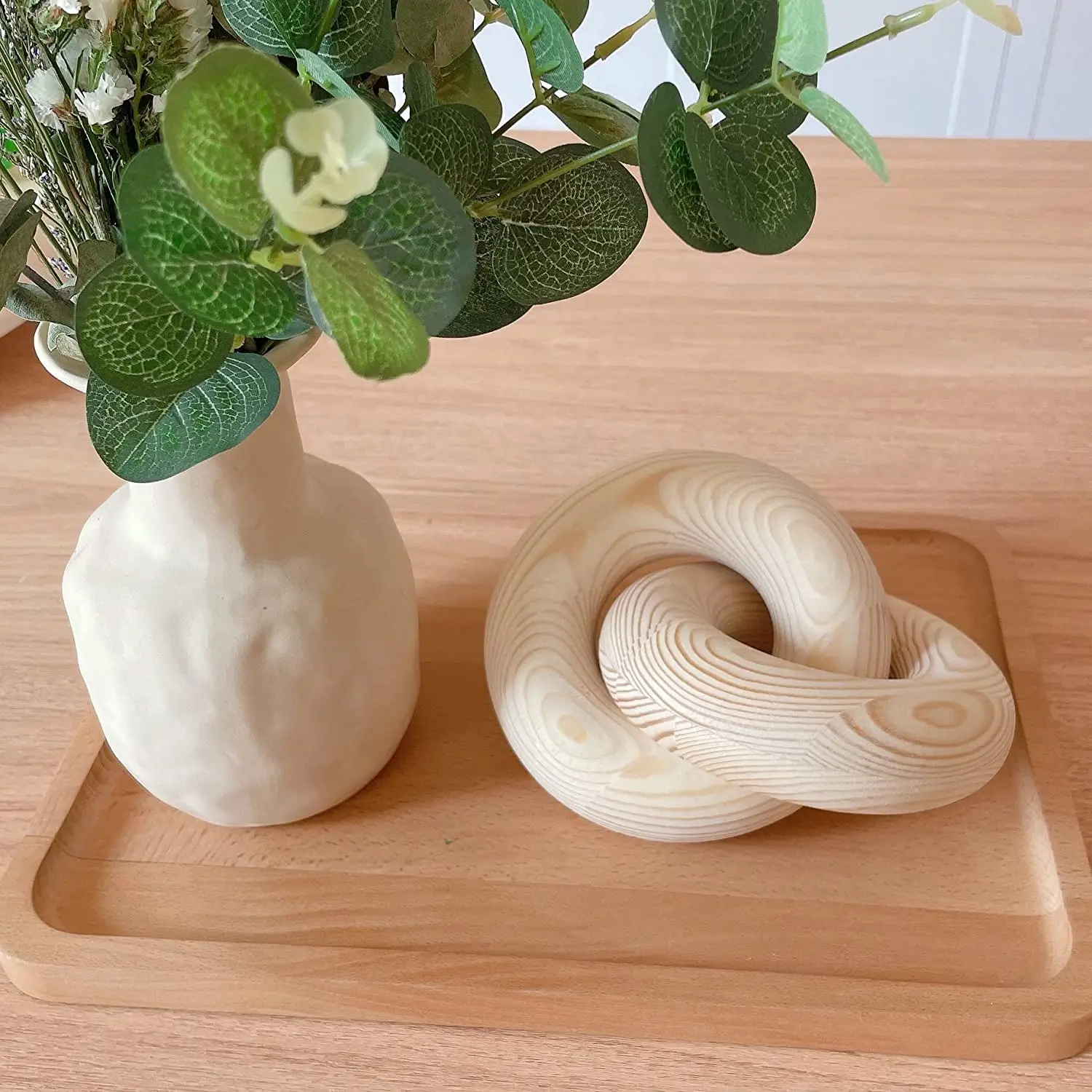 Wood Knot Decor  Large 2-Link Wooden chain link decor paulownia pine wood chain