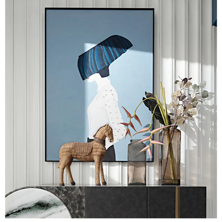 Elegant Living Room Handicraft Home Decor American Country Style Resin Cheval Nordic Rattan Design Small Resin Horse Statue