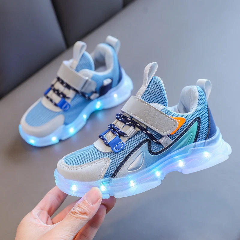 2023 New Trands Rechargeable Battery LED Light Children Casual Sneaker Shoes for Kids