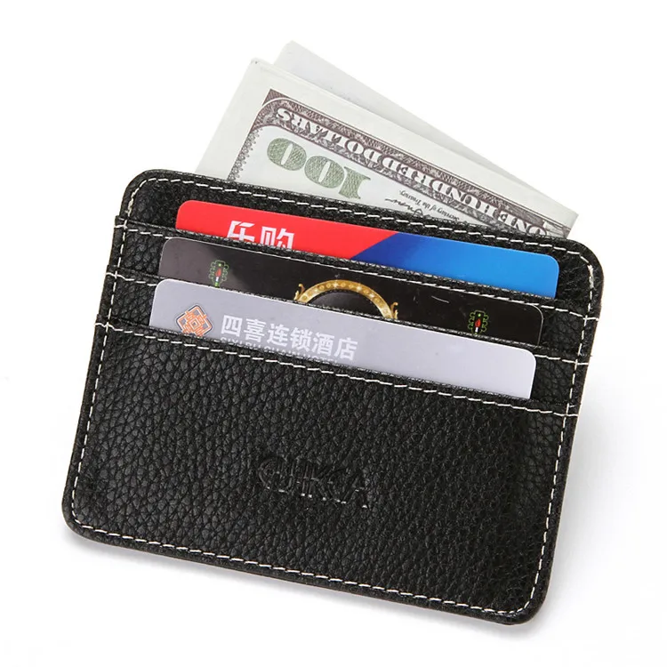 Small Custom Waterproof Card Holder Mens Leather Travel Slim Wallet