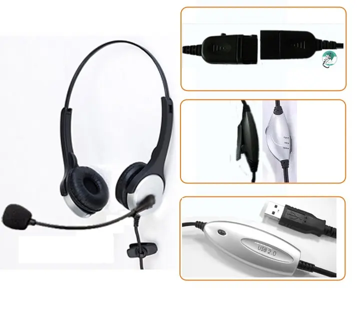 2022 Professional Binaural Telephone headset with RJ11 RJ9 USB Plug for call center