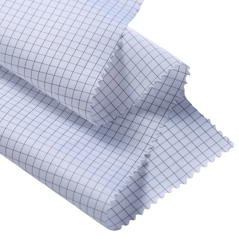 Nekron Custom Wholesale 2.5mm grid esd Polyester Antistatic Taffeta fabric For Work Clothes