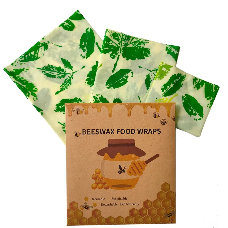 
Sustainable Biodegradable Reusable Natural Organic Cotton Fabric Beeswax Food Wrap roll for lunch fruit sandwich 
