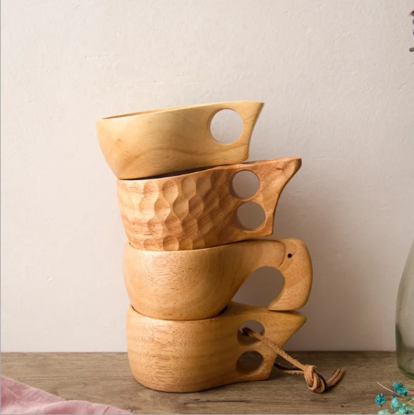 Oak wooden milk coffee cup/ milk mug