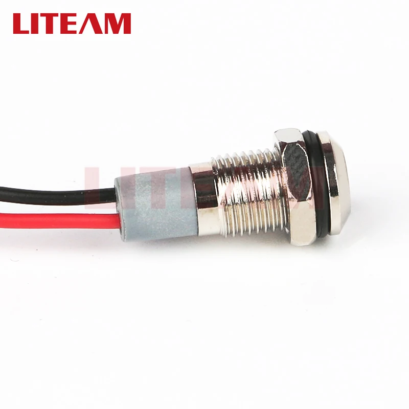 Factory manufacturing Waterproof Mini 6mm Motorcycle Signal Led Pilot Lamp Red Blue 12Volt Metal Indicator Light With 150mm wire