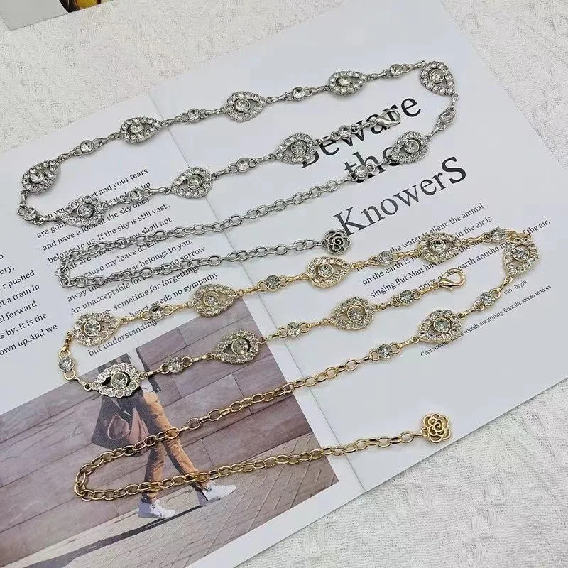 Ladies Fashion Accessories Luxury Designer High Quality Silver Metal Chain Waist Belts for Women body chain for dress