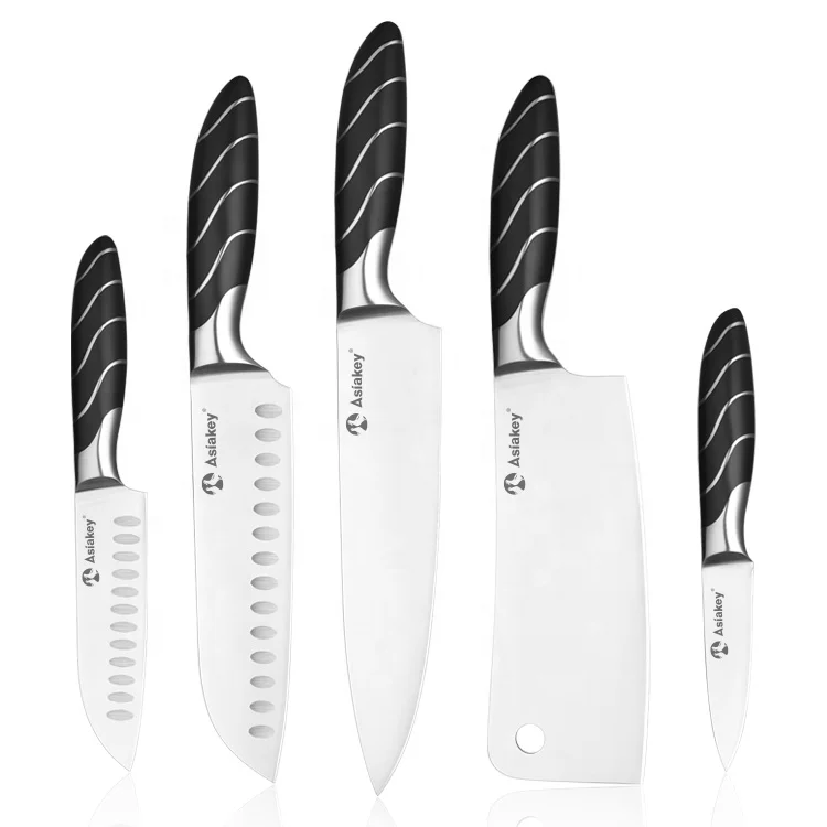 Factory 5 Pieces Stainless Steel with ABS handle wave pattern kitchen knife set