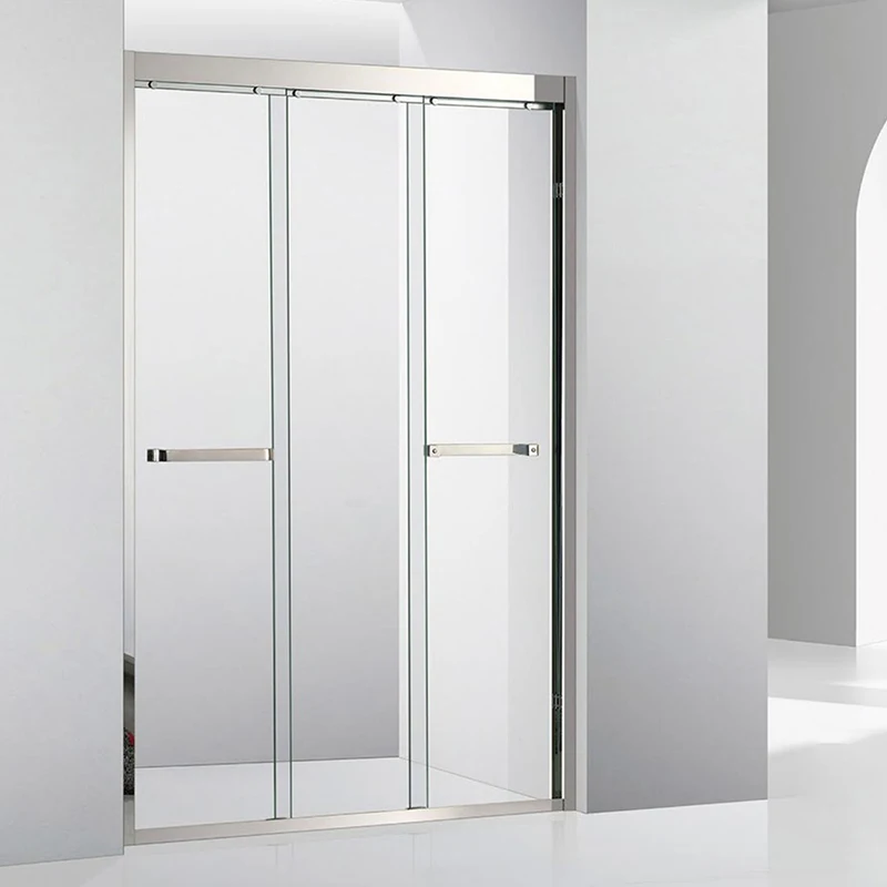 Custom Size Hotel Bathroom Shower Enclosure Sliding Double Door Pivot Hinge Triple Frame Black Shower Glass Door