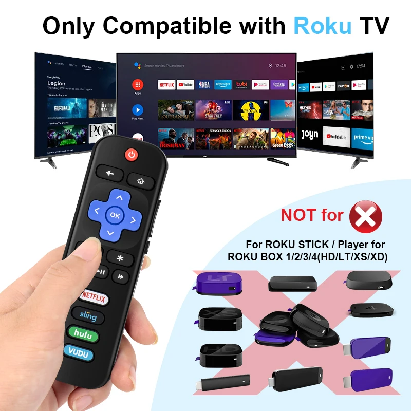 Pack of 2 Universal TV Remote Control for TCL Roku TV RC280 40FS3850 32S305 40S305 32S850 32S3850 50UP120 55S401 43S305 32S850