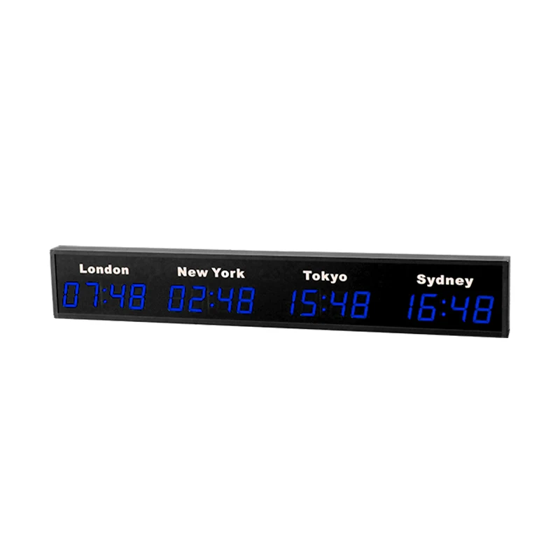 CHEETIE CP034 Different City Names LED World Time Clock 2.3 Inch Digital Multi Time Zone Wall Clock