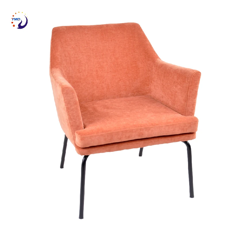Wholesale Furniture Living Room Lounge black Legs dining Orange Velvet Armchair